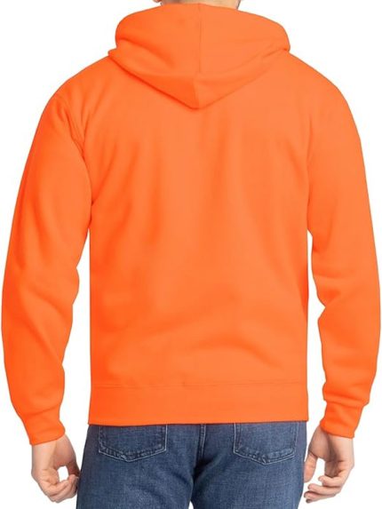 Unisex Full Zip Fleece Orange Hoodie
