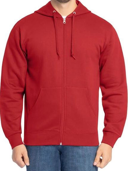 Unisex Full Zip Fleece Red Hoodie New