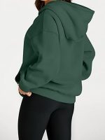 Womens Fleece Pullover Dark Green Hoodie