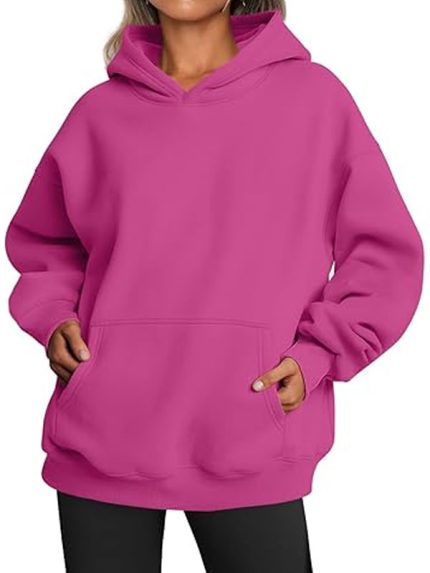 Womens Fleece Pullover Pink Hoodie New