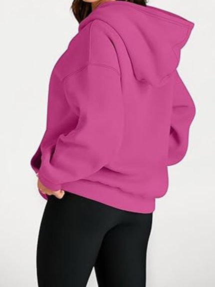 Womens Fleece Pullover Pink Hoodie