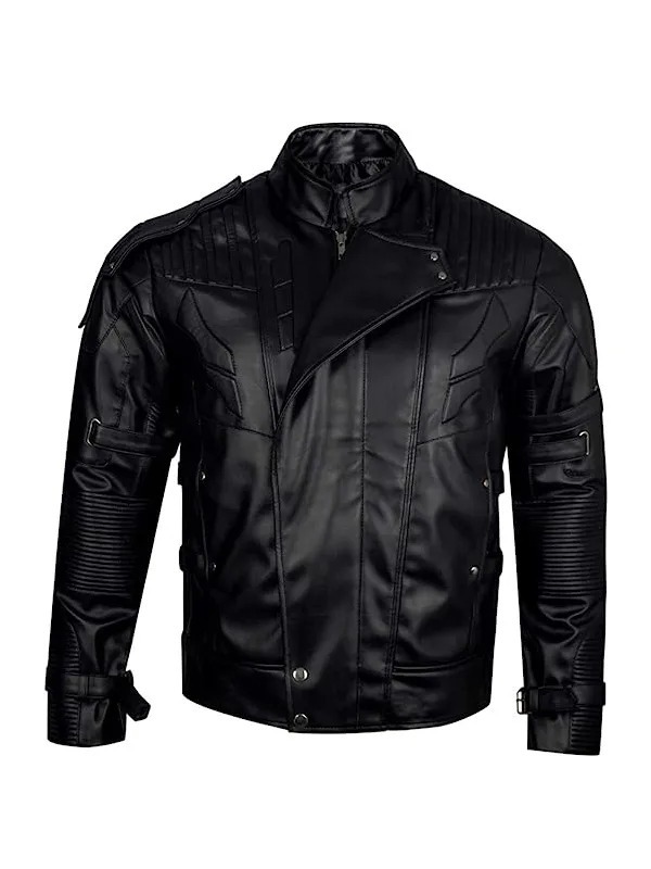 01-9-1.jpg Guardians Of The Galaxy 2 Star Lord Black Leather Jacket - Image 1