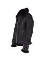 Men’s Luxury Black Shearling Leather Jacket - Image 2