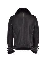 Men’s Luxury Black Shearling Leather Jacket - Image 3