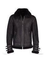 Men’s Luxury Black Shearling Leather Jacket