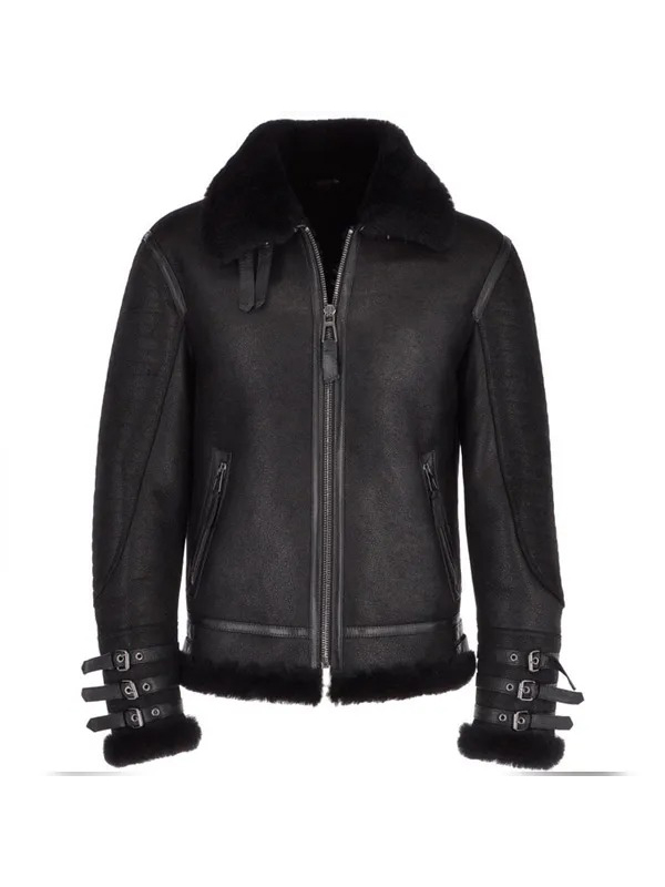 Luxury-Brown-Shearling-Leather-J.jpg Men’s Luxury Black Shearling Leather Jacket - Image 1