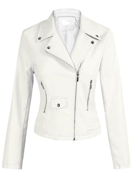 Womens Beige Leather Jacket New