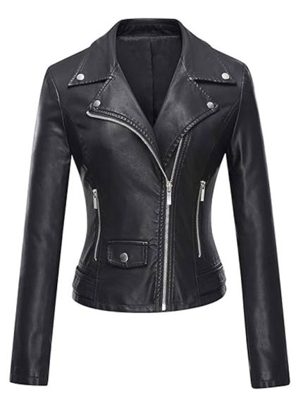 Womens Black Leather Jacket New