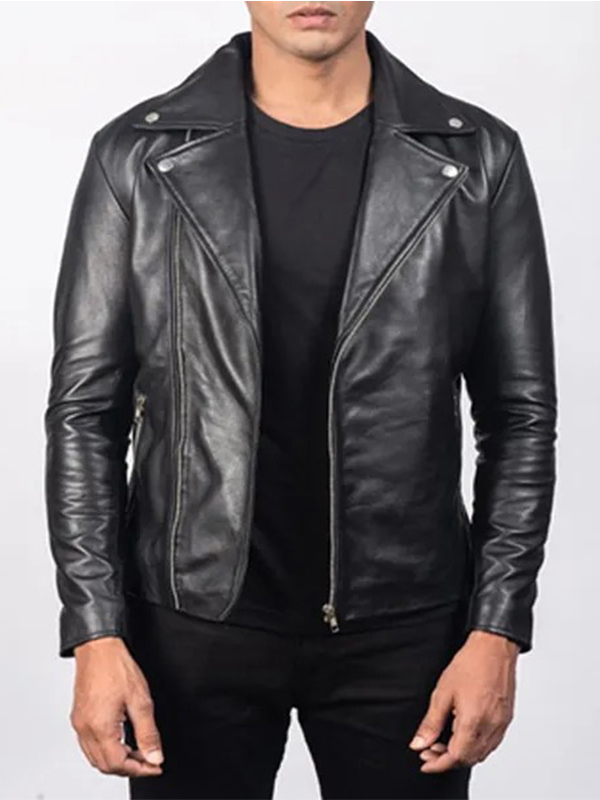 arj-som-0017-1.jpg Mens Black Leather Motorcycle Jacket - Image 1