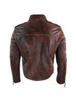 Men's Cross Zip Biker Jacket Black Leather Urban - Image 4