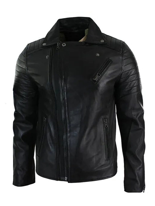 mens-slim-fit-cross-zip-retro-vi-1.jpg Men's Distressed Zipper Quilted Biker Leather Jacket - Image 1