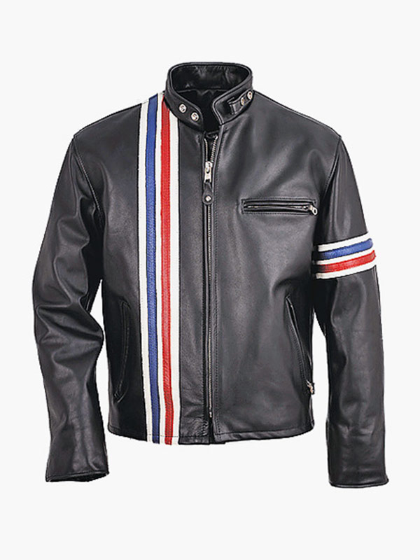 mens-striped-biker-leather-jacket-1.jpg Mens Striped Biker Leather Jacket - Image 1