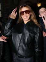 Bella Hadid Milan Fashion Week 2026 Black Leather Jacket New
