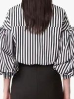 Emily In Paris S05 Lily Collins Striped Puff Sleeve Shirt - Image 2