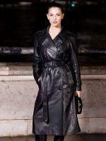 Fashion Week 2026 Marisa Abela Black Leather Coat