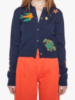 General Hospital 2026 Braedyn Bruner Navy Blue Embroidered Cardigan - Image 2