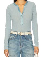 General Hospital 2026 Paige Herschell Light Blue Henley Top - Image 2
