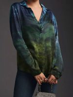 Grace S06 Blue And Green Tie Dye Blouse
