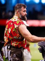 Jason Kelce Red Sleeveless Hawaiian Shirt - Image 2