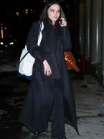 NYC 2026 Dove Cameron Black Wool Coat