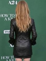 Nell Williams How to Make a Killing Movie Premiere Black Leather Jacket
