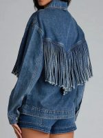 Saturday Night Live S51 Jane Wickline Fringe Denim Jacket - Image 3