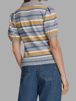 Saturday Night Live S51 Jane Wickline Striped Polo Short Sleeve Sweater - Image 3