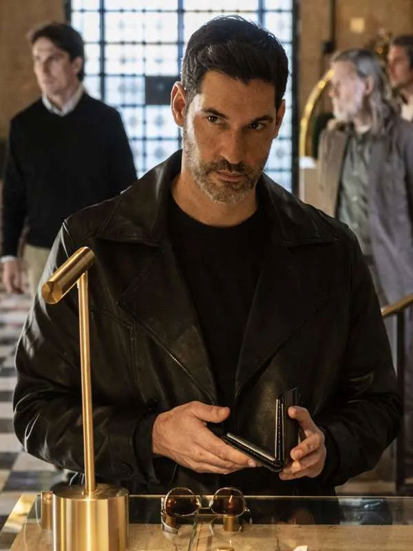 New Tom Ellis CIA S01 Colin Glass Black Leather Coat Tom Ellis CIA S01 Colin Black Leather Coat