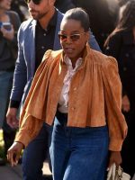 PFW 2026 Oprah Winfrey Suede Leather Jacket