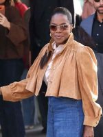 PFW 2026 Oprah Winfrey Suede Leather Jacket - Image 2