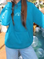 Pink Palm Puff Under The Sea Deep Blue Relaxed Hoodie