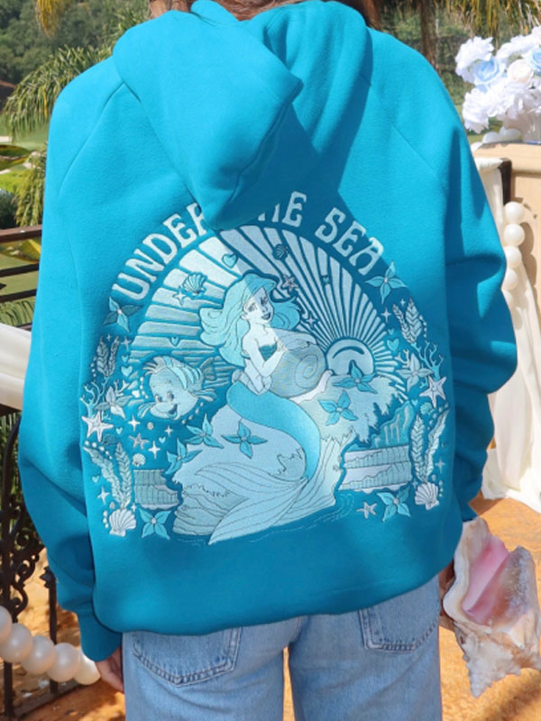 Pink Palm Puff Under The Sea Deep Blue Relaxed Hoodie Pink Palm Puff Under The Sea Deep Blue Relaxed Hoodie New