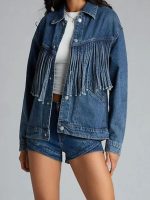 Saturday Night Live S51 Jane Wickline Fringe Denim Jacket - Image 2