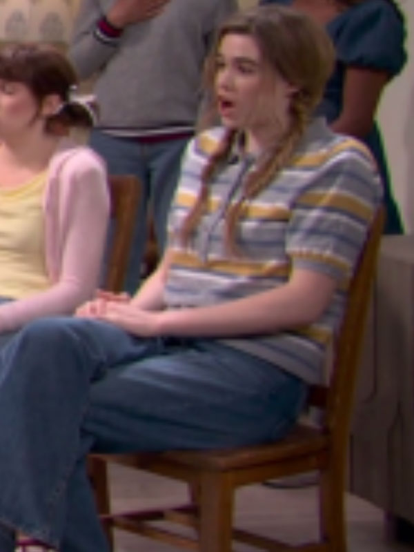 Saturday-Night-Live-S51-Jane-Wickline-Striped-Polo-Short-Sleeve-Sweater.jpg Saturday Night Live S51 Jane Wickline Striped Polo Short Sleeve Sweater - Image 1