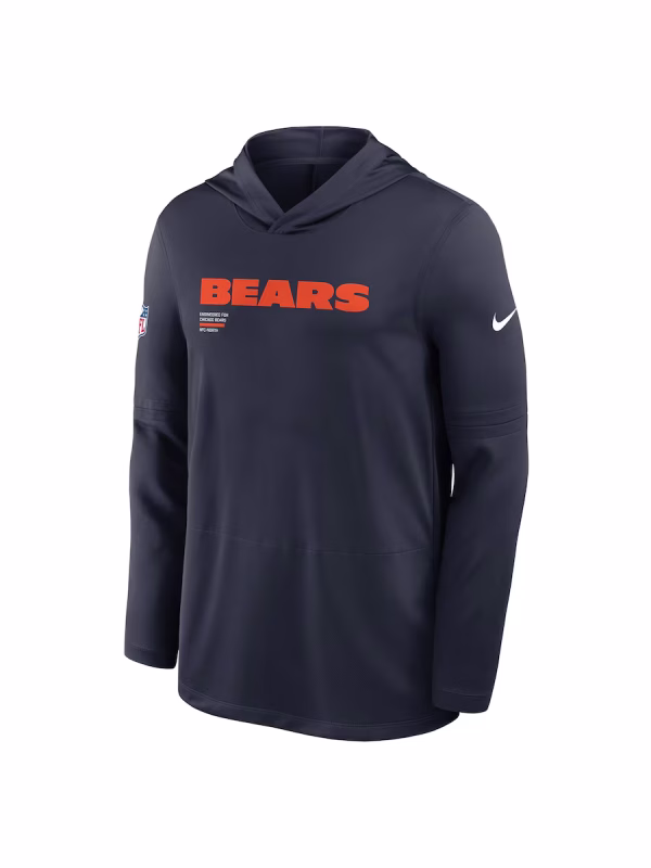 Chicago-Bear-Sideline-Performance-Long-Sleeve-Hoodie-T-Shirt.avif Chicago Bear Sideline Performance Long Sleeve Hoodie T-Shirt - Image 1