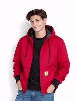 Vintage Carhartt Red Hooded Bomber Jacket - Image 3