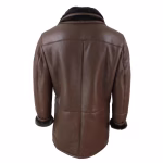 Men's 3/4 Duffle Jacket Sheepskin Long Button Zip Warm - Image 12