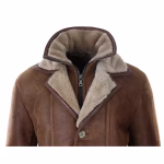 Men's 3/4 Duffle Jacket Sheepskin Long Button Zip Warm - Image 16