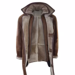 Men's 3/4 Duffle Jacket Sheepskin Long Button Zip Warm - Image 17