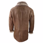 Men's 3/4 Duffle Jacket Sheepskin Long Button Zip Warm - Image 18