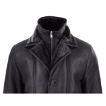 Men's 3/4 Duffle Jacket Sheepskin Long Button Zip Warm - Image 4