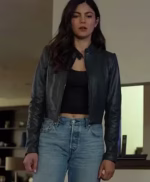 Monica Barbaro FUBAR S02 Black Leather Jacket - Image 2