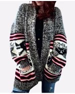 Yellowstone S05 Kelsey Asbille Grey Aztec Print Cardigan - Image 4