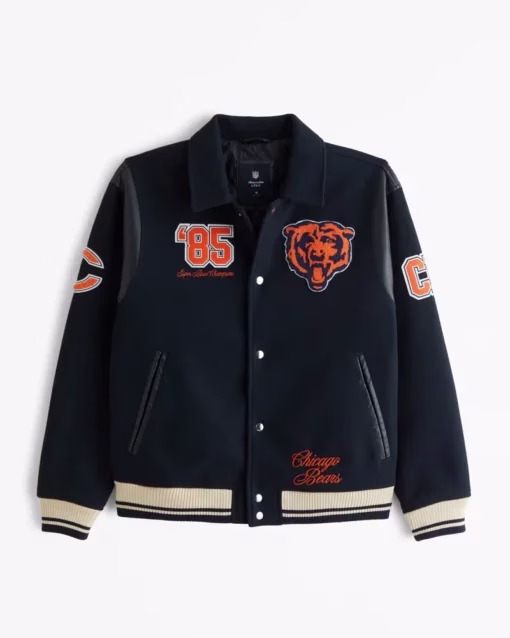 NFL-Abercrombie-Chicago-Bears-Varsity-Bomber-Jacket-510x638-1.avif NFL Abercrombie Chicago Bears Varsity Bomber Jacket - Image 1