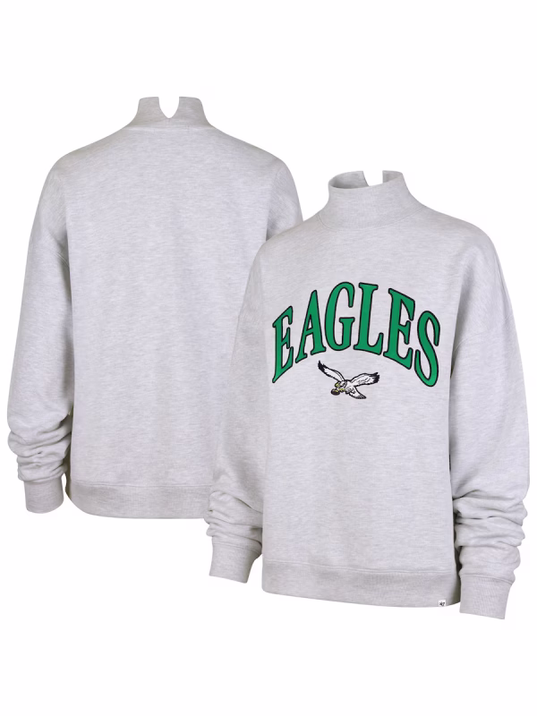 Philadelphia-Eagles-Mock-Neck-Sweatshirt-Grey.avif Philadelphia Eagles Mock Neck Sweatshirt - Image 1