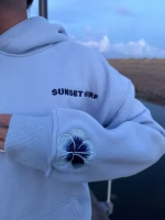 Sunset Surf Blue Hibiscus Hoodie - Image 2