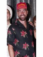 Travis Kelce NY Black Linen Bowling Shirt - Image 2