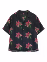 Travis Kelce NY Black Linen Bowling Shirt - Image 3