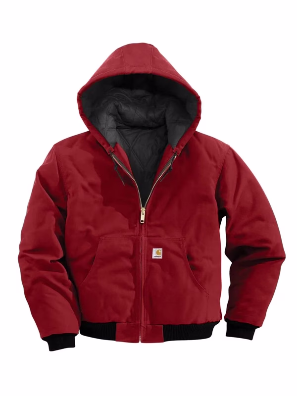 Vintage-Mens-Red-Carhartt-Hooded-Jacket.avif Mens Red Carhartt Hooded Jacket - Image 1