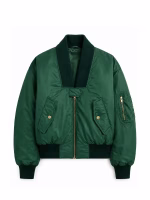 Women Oversized Technical Satin Bomber Jacket